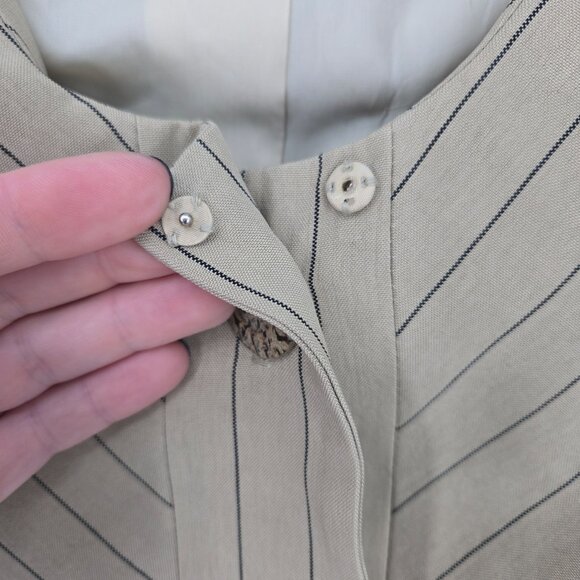 Ilie Wacs 6 beige diagonal stripe wood button blazer jacket VTG UNION tag USA - Picture 7 of 14